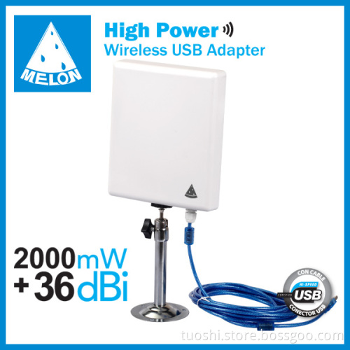 11n High power 2000mW outdoor 36dbi usb wireless adapter Melon N9